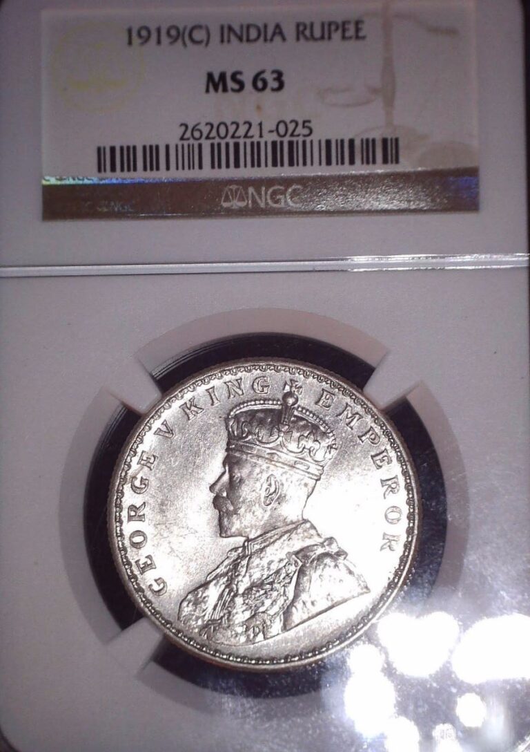 Read more about the article 1919 C Rupee  India  NGC MS 63  Beautiful and Issue Free