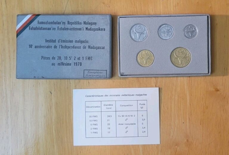 Read more about the article 1970 Madagascar  10th Anniversary of Independence 5 coin Commemorative Set