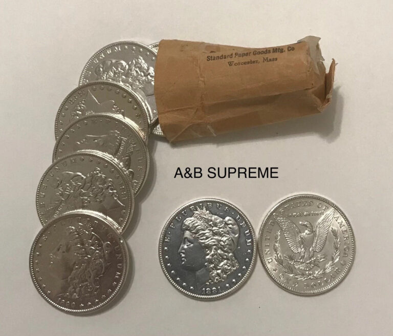 Read more about the article Bulk Lot of5 1878-1893 CC Morgan American Silver Dollars – GEM BU Mixed Dates