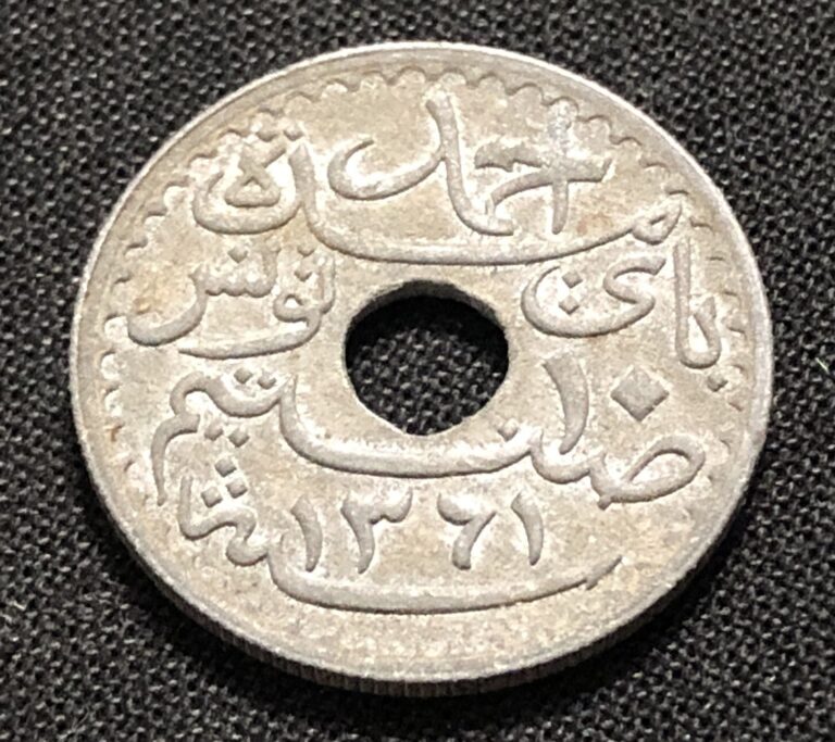Read more about the article Tunisia 10 Centimes 1942. African World Coin. 21mm KM267 Zinc