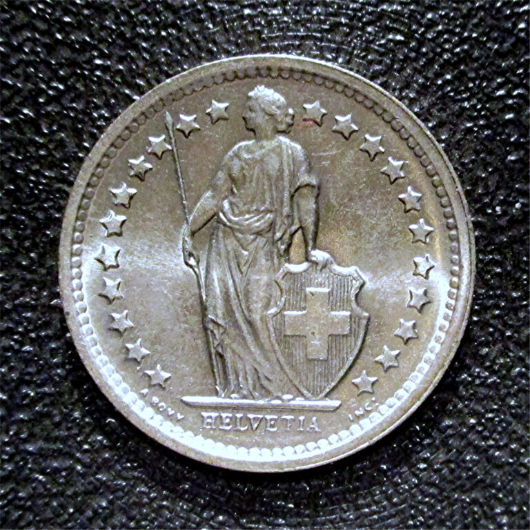 Read more about the article SWITZERLAND-1967 1/2 FRANC-.835 SILVER-2.5g.  HIGH GRADE.  BERN MINT KM#23 HMK2