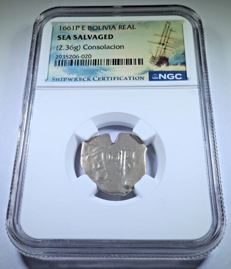 Read more about the article Consolacion Shipwreck 1661 Bolivia 1 Reales NGC Genuine 1600s Pirate Cob 1R Coin