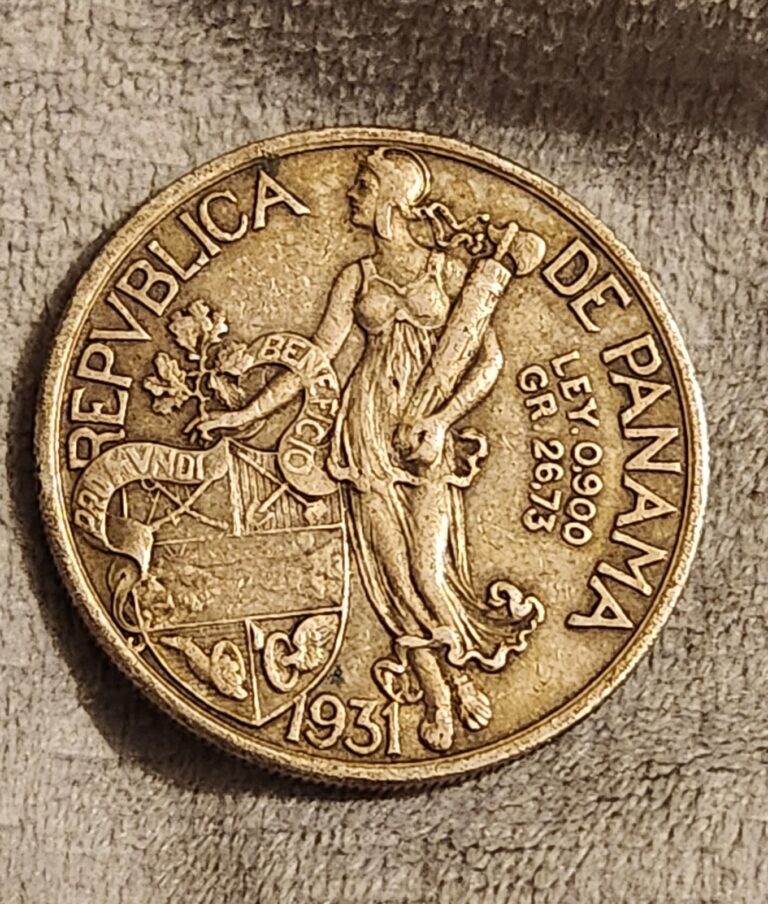 Read more about the article 1931 Panama Balboa (Morgan Size) 90% Silver.  Antique Toning.  Beautiful.