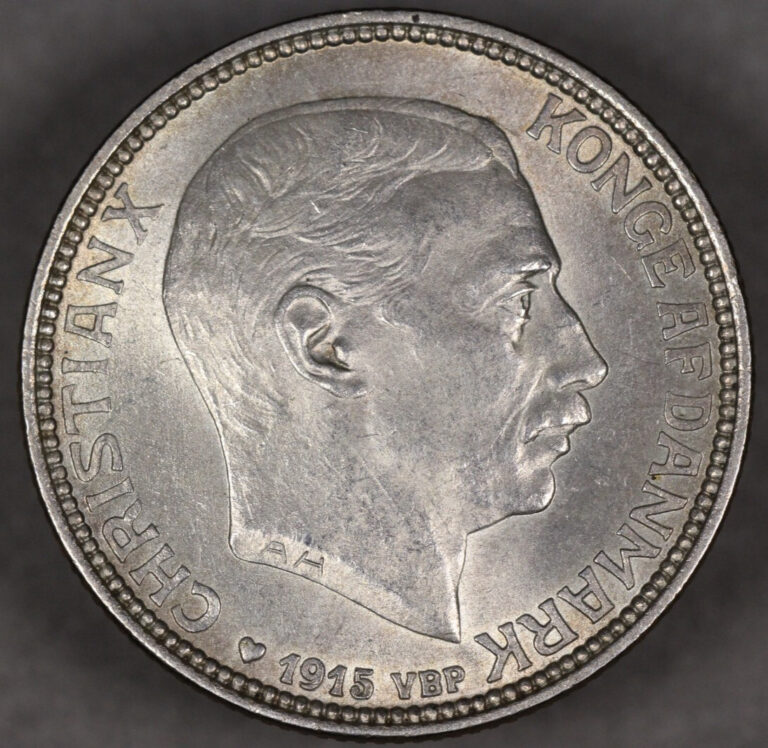 Read more about the article 1915 Denmark Silver 2 Kroner Uncirculated