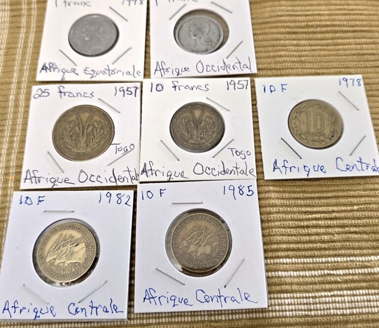 Read more about the article 7 Coin Lot~Central Africa  1978*82*85  ~ Equatorial Africa  1948~ Togo 1948*57