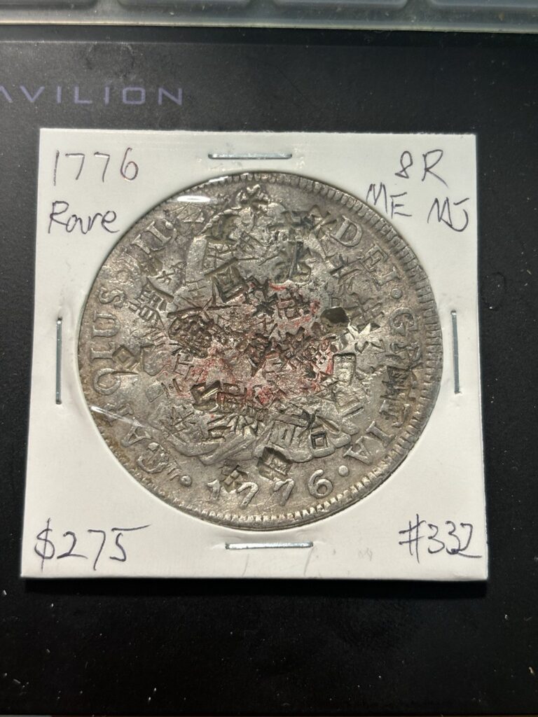 Read more about the article 1776 Lima MJ Peru 8 Reales Silver Coin Chopmarked Rare
