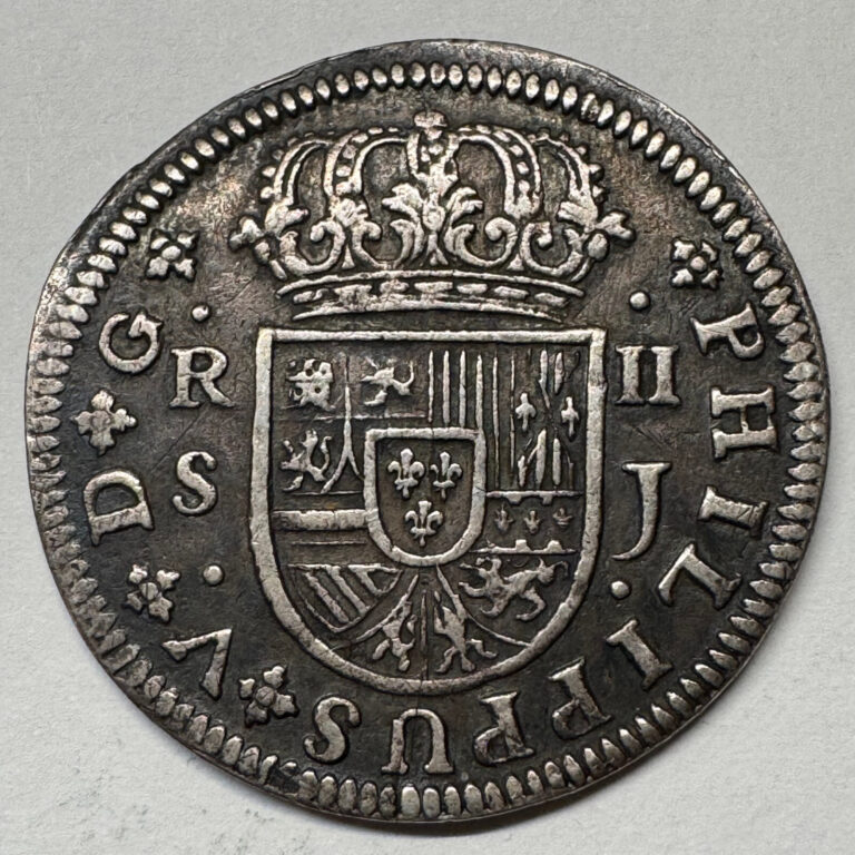 Read more about the article 1721 Spain 2 Reales Silver Philip V Seville Genuine – Nice Details – Coin #C-014