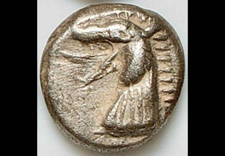 Read more about the article Ancient Greek Silver Coin 510-480 BC CARIA Cindya Halicarnassus Left Ketos Hecte