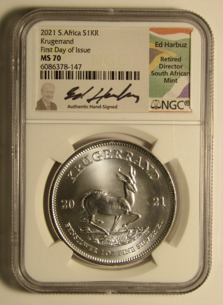 Read more about the article 2021 1oz .999 Fine Silver South Africa Krugerrand NGC MS70
