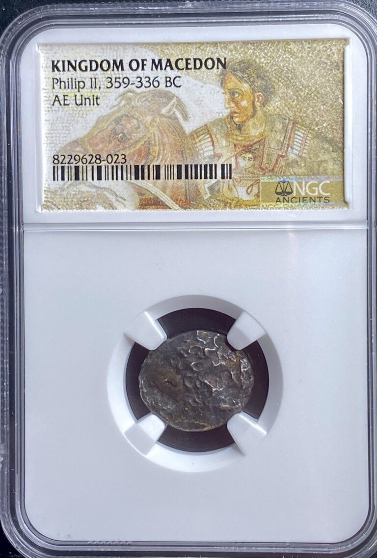 Read more about the article 359-336 BC NGC Genuine Philip II Greek Kingdom of Macedon Coin Apollo and Horse