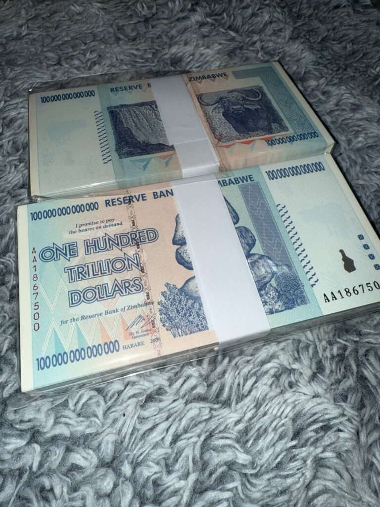 Read more about the article 100% ORIGINAL ZIMBABWE 100 TRILLION DOLLARS 2008 AA SERIES P91 UNC UV PASSED COA