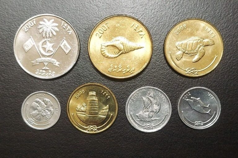 Read more about the article 2007-2012 Maldives Set Of 7 coins 1 5 10 25 50 Laari 1 2 Rufiyaa AU UNC