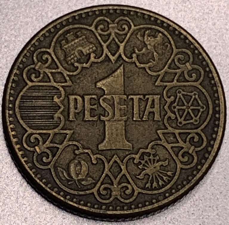 Read more about the article 1944 Spain 1 Peseta Old World Coin KM 767 XF Condition – SS218