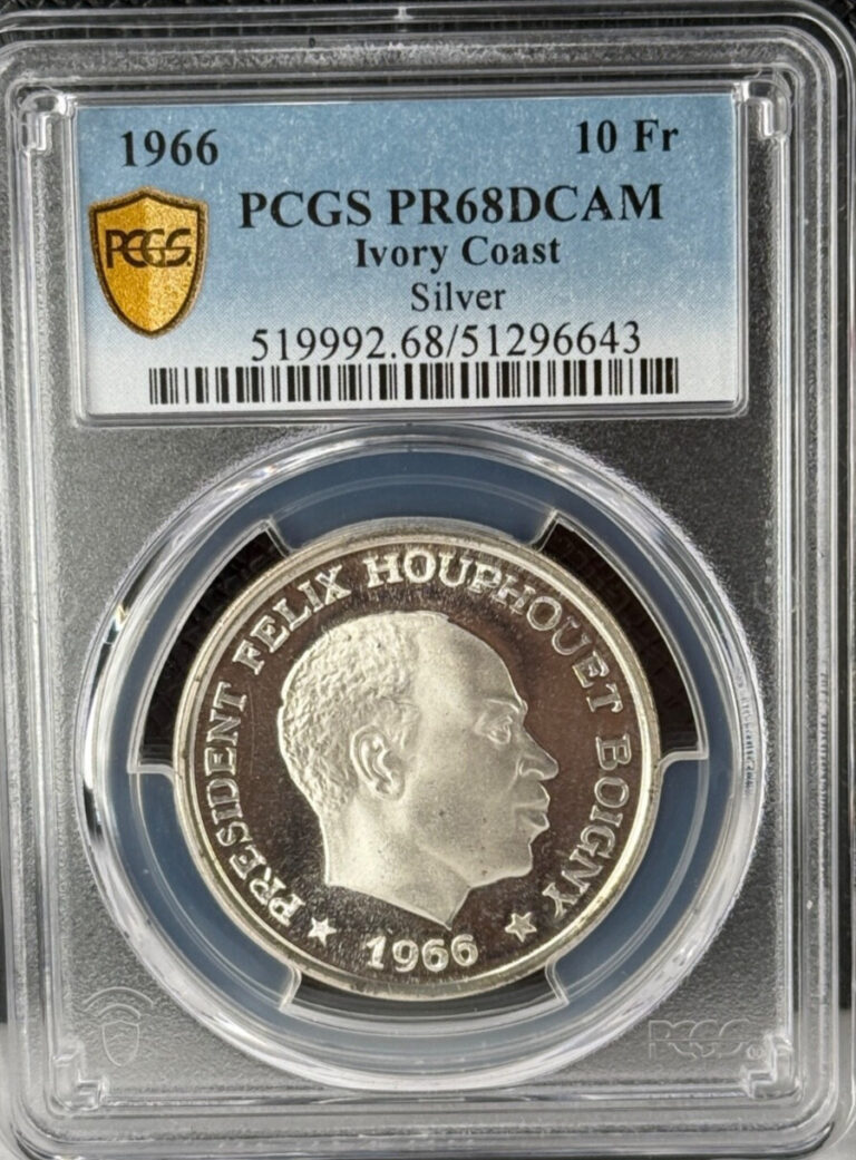 Read more about the article 1966 Ivory Coast 10 Francs PCGS PR68DCAM (643)