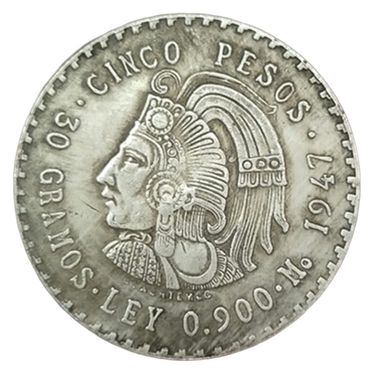 Read more about the article Mexico 1947 Silver Cuauhtemoc Five Peso Coin