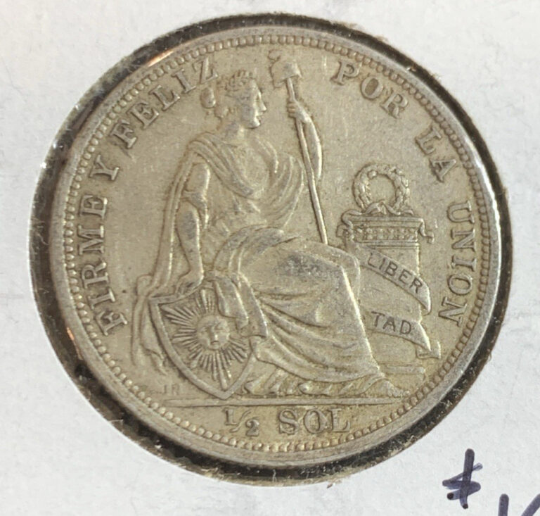 Read more about the article 1916 PERU 1/2 SOL SILVER COIN AU