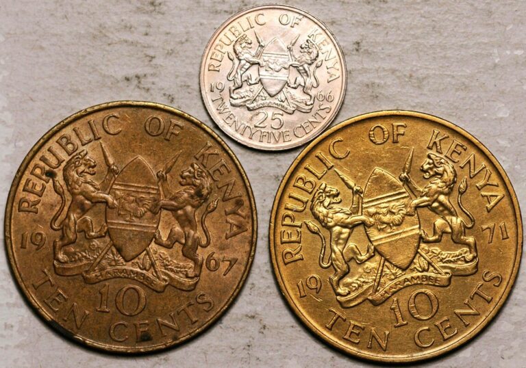 Read more about the article 1966-1967-1971 KENYA LOT OF THREE COINS 10 + 25 CENTS (HIGH GRADE!)