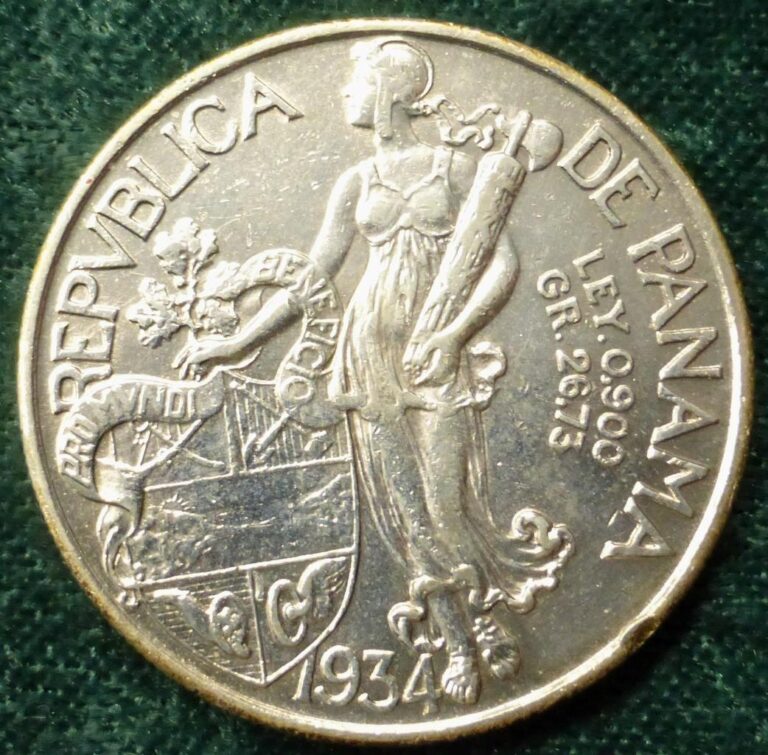 Read more about the article 1934 Republic of Panama Silver Balboa  Liberty Standing  90% Silver  KM#13