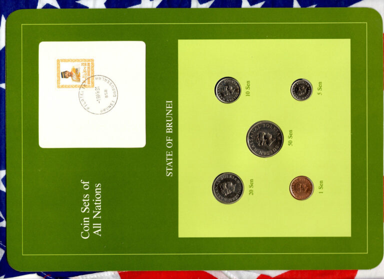 Read more about the article Coin Sets of All Nations Brunei UNC 1984-1988  5 50 Sen 1988 20 Sen 1987