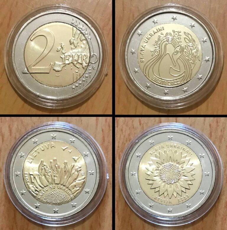 Read more about the article Estonia  Lithuania  Latvia – SET of 3 x 2 Euro 2022-2023 “Glory to Ukraine” UNC