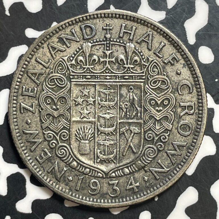 Read more about the article 1934 New Zealand 1/2 Crown Half Crown Lot#T1757 Silver!
