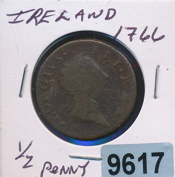Read more about the article IRELAND – COLONIAL 1/2 PENNY – 1766 – RAREST DATE – #9617