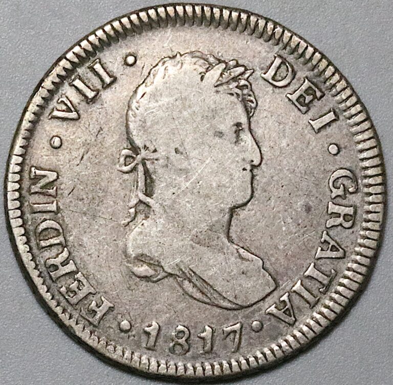 Read more about the article 1817-NG Guatemala 2 Reales AVF Colonial Spain Ferdinand VII Coin (24120501R)