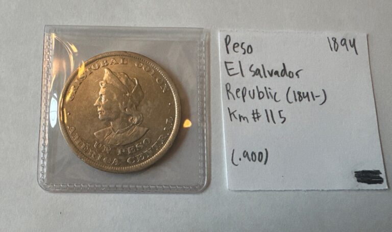 Read more about the article El Salvador Peso 1894 Silver KM115 .900 Un Peso