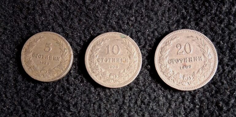 Read more about the article Lot of 3 Bulgaria Coins 1906 5 10 20 Stotinki [521]