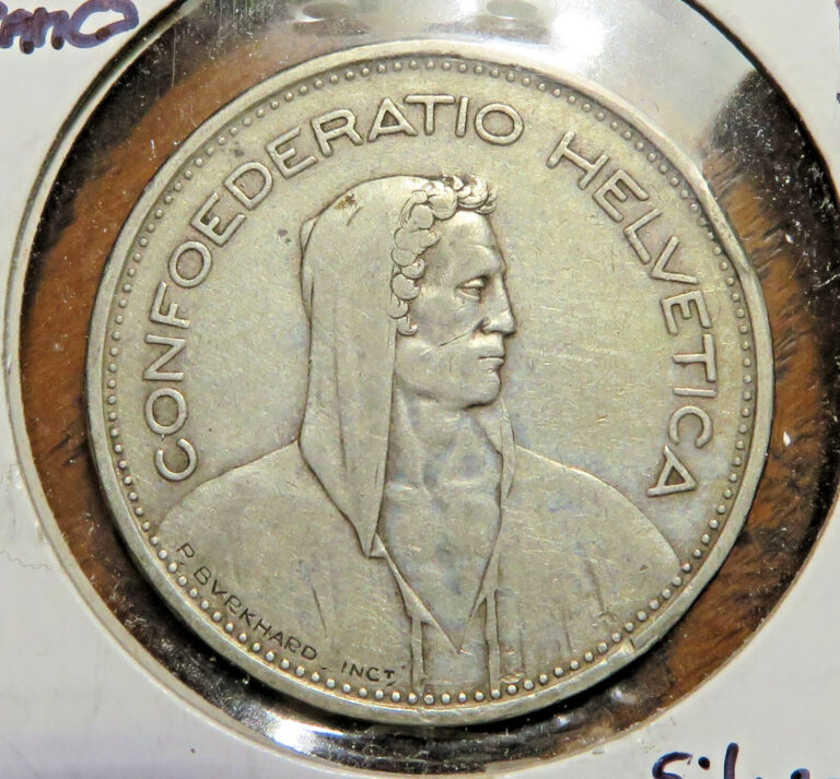 Read more about the article 1932 B Switzerland .835 Silver 5 Francs