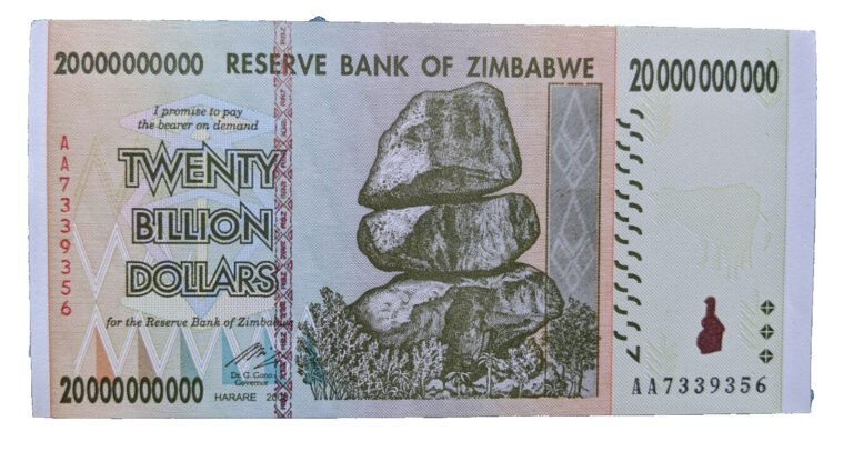 Read more about the article Zimbabwe 20 Billion Dollars Banknote  CIRCULATED Currency  AA/AB Paper Money
