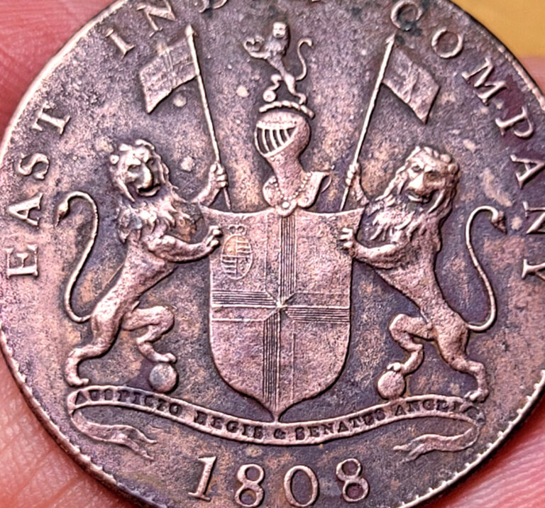 Read more about the article Gorgeous Admiral Gardner Shipwreck Coin British India 20 Cash dated 1808