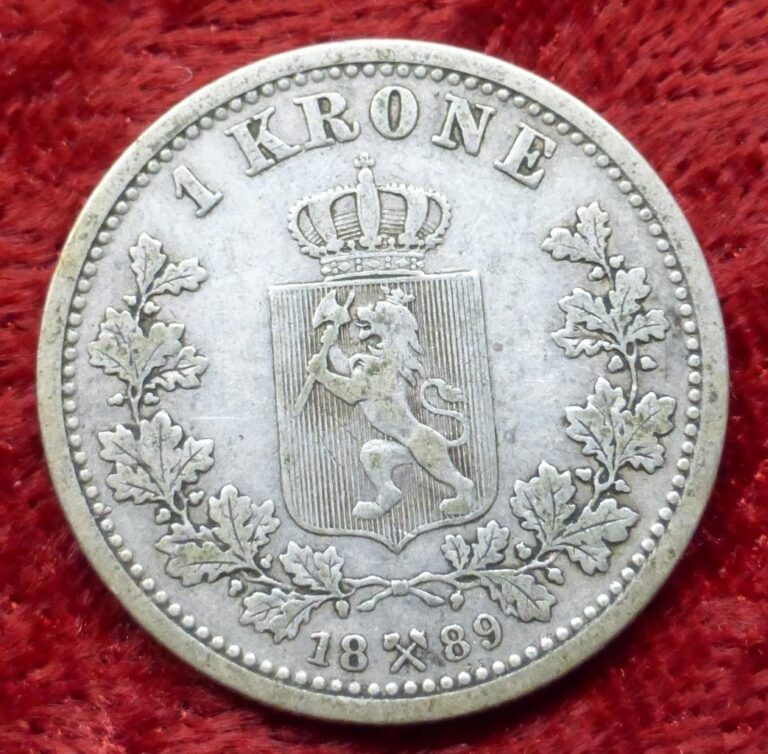 Read more about the article 1889 Norway Krone / 30 Skilling Silver Coin  80% Silver  King Oscar II  KM #357