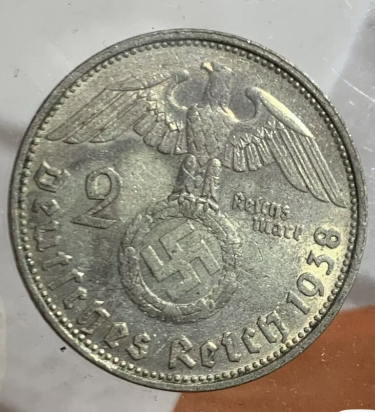 Read more about the article Nazi Germany *Beautiful* Genuine WW2 Third Reich 2 Reichsmark 62.5% Silver Coin