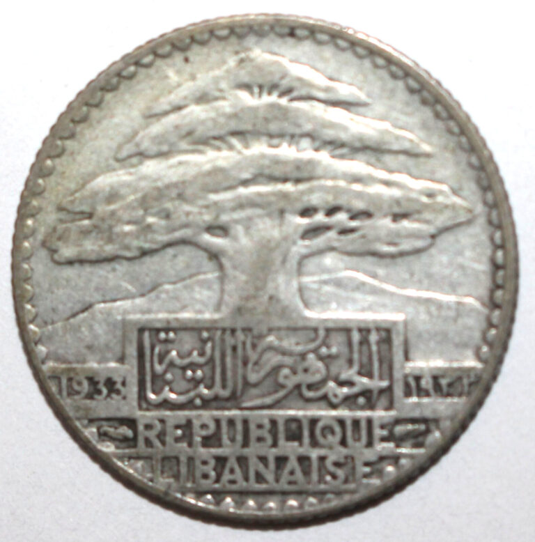 Read more about the article Lebanese 25 Piastres Coin 1933 Key! KM# 7 Lebanon Silver .680 Cedar Twenty-Five