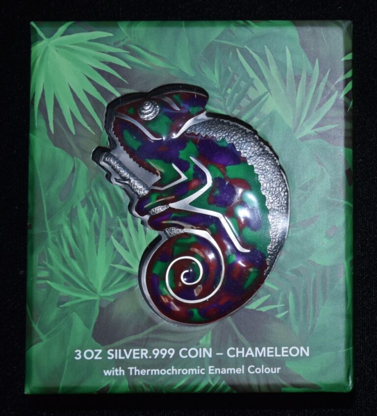 Read more about the article 2023 3oz Barbados .999 Silver Thermochromatic Enamel Chameleon Coin
