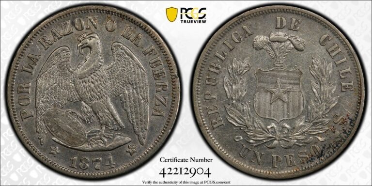 Read more about the article 1874 So Chile Peso Silver Coin PCGS AU Details Cleaned