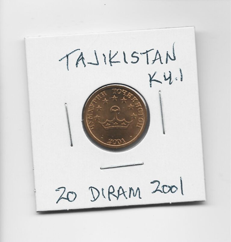 Read more about the article Tajikistan 20 Diram 2001 K4.1 St. Petersburg Mint 1st Issue of Country ex-USSR