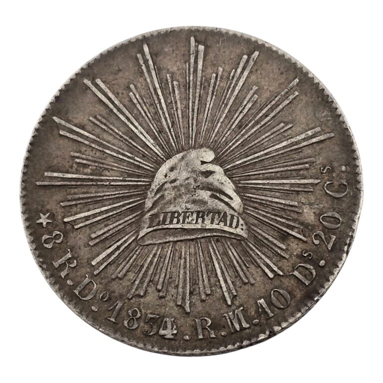 Read more about the article Scarce 1834 Mexico 8 Reales World Silver Coin Do RM Xf Possible Overdate Durango
