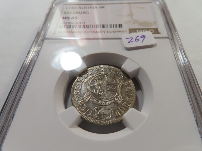 Read more about the article X41 Austria Salzburg 1730 Silver 4 Kreuzer NGC MS-65 Top Pop:1/0 Finest Known