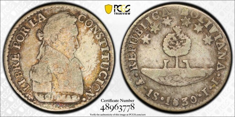 Read more about the article 1830 PTS JL Bolivia Sol PCGS VF 25 Silver Coin
