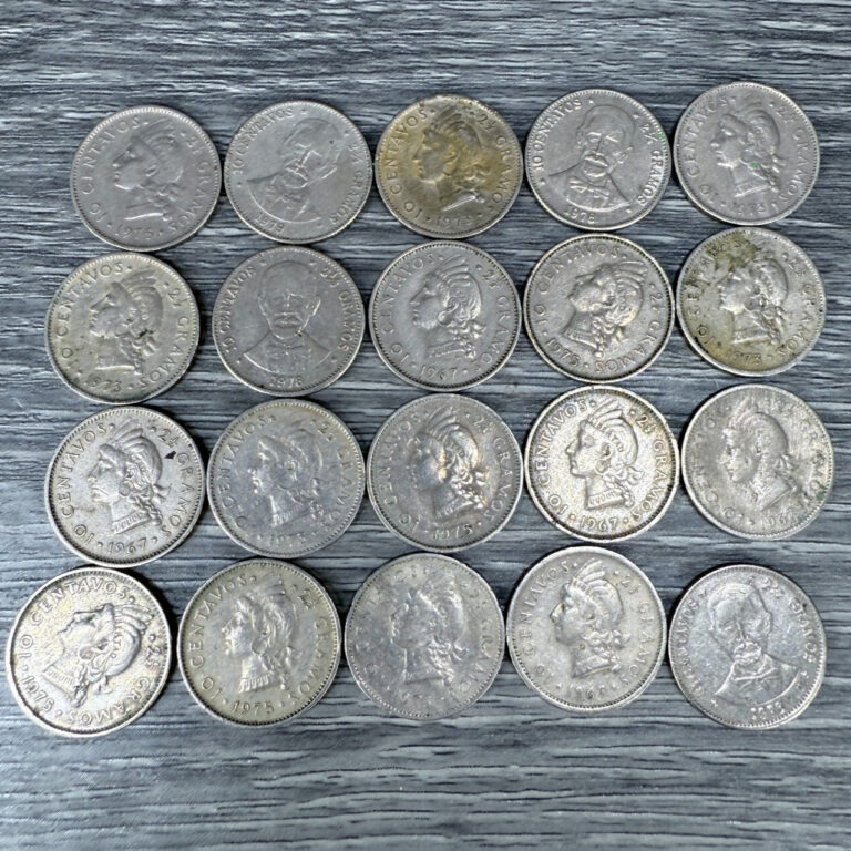Read more about the article 1967 – 1979 DOMINICAN REPUBLIC Lot Of 20 Coins 10 Centavos Mixed Dates #1867