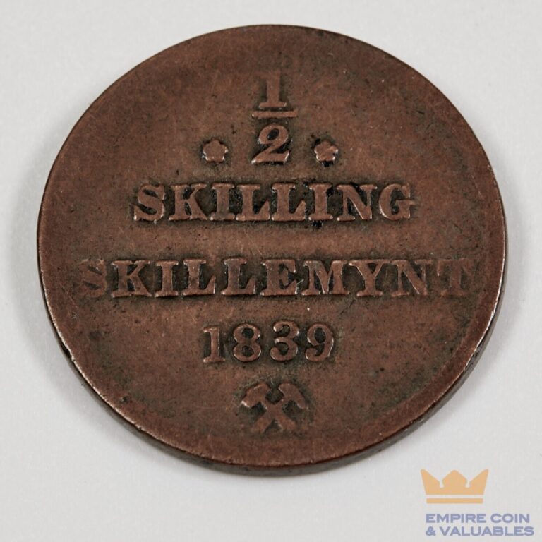 Read more about the article Norway 1839 Carl XIV ½ Skilling Coin Nice Detail SCARCE DATE