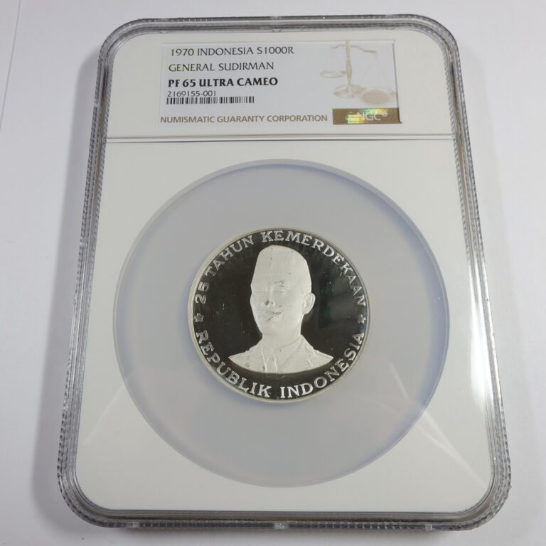 Read more about the article 1970 NGC PF65 UCAM – Indonesia – Silver General Sudirman 1000 Rupiah Coin 54557M