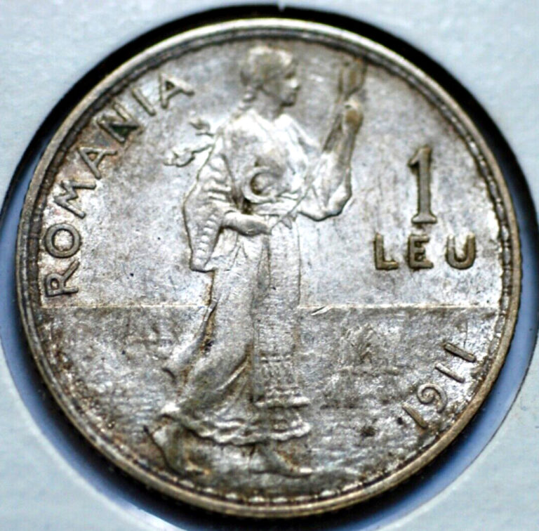 Read more about the article 1911 Romania 1 Leu Silver Coin *AU.   (No.2)