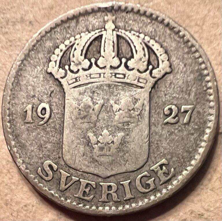 Read more about the article 1927  SWEDEN 25 ORE SILVER COIN – NICE WORLD COIN !!! – Lot C20