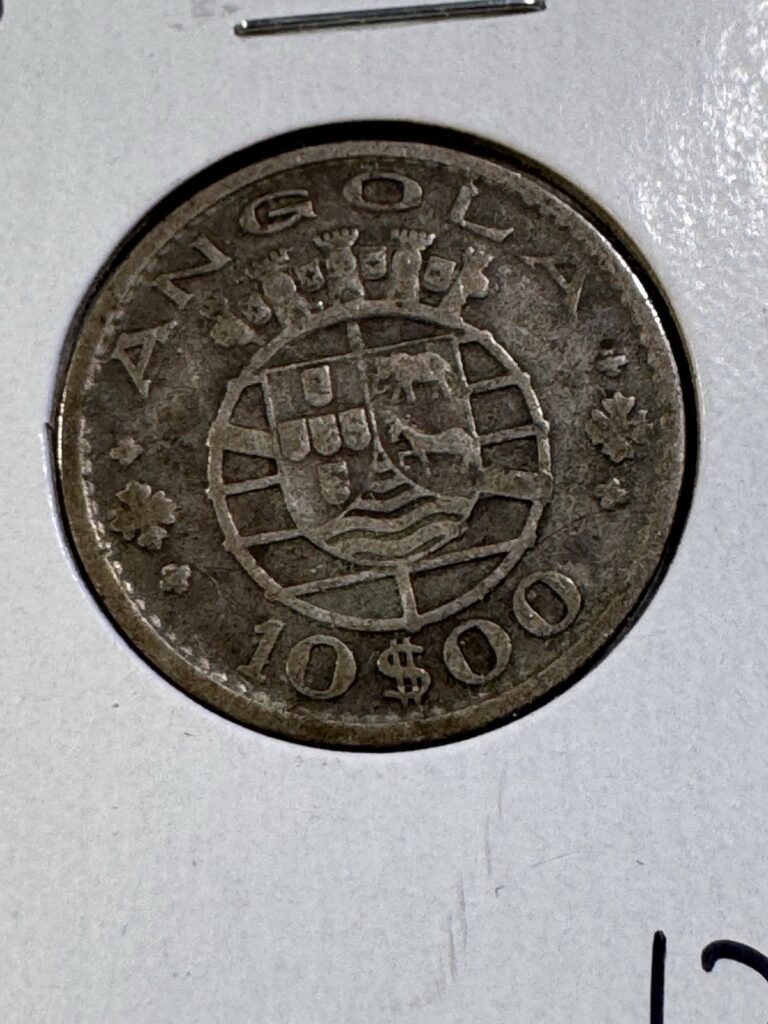 Read more about the article 1952 Angola 10 Escudos Silver Coin