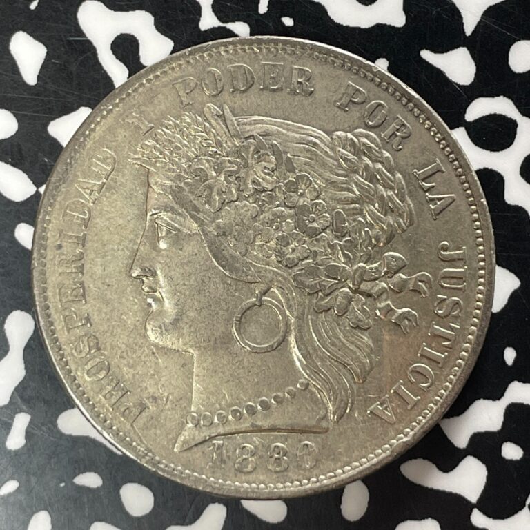 Read more about the article 1880 Peru 5 Pesetas Lot#JM9348 Large Silver! Nice!