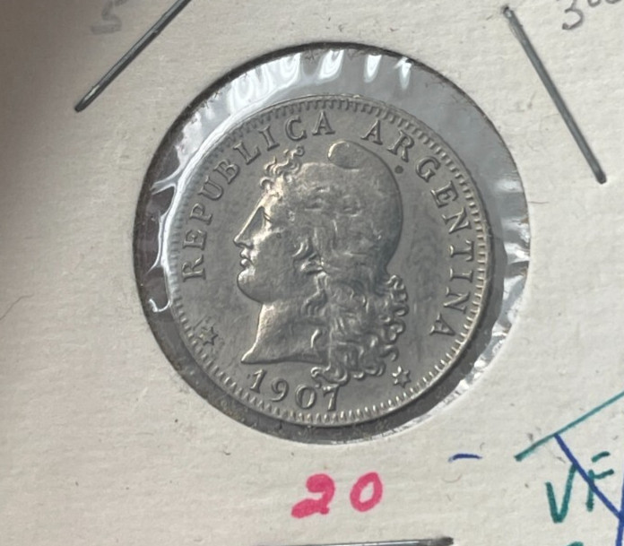 Read more about the article 1907 Argentina 20 Centavos L2