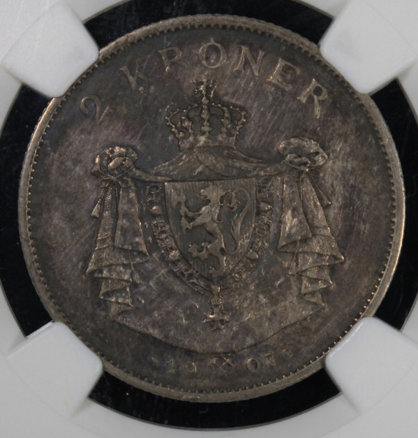 Read more about the article 1907 Norway 2 Kroner Silver Coin Independence NGC AU Details Cleaned